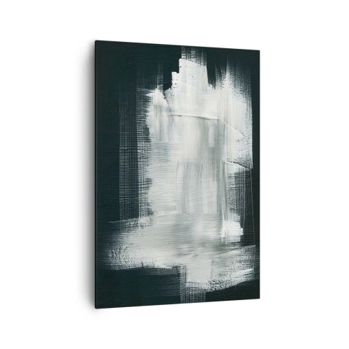 Impression sur toile - Image sur toile - Traits abstraits blancs sur fond sombre - 70x100cm - Tissé à la verticale et à l'horizontale - Décoration murale moderne pour le salon et la chambre ARTTOR