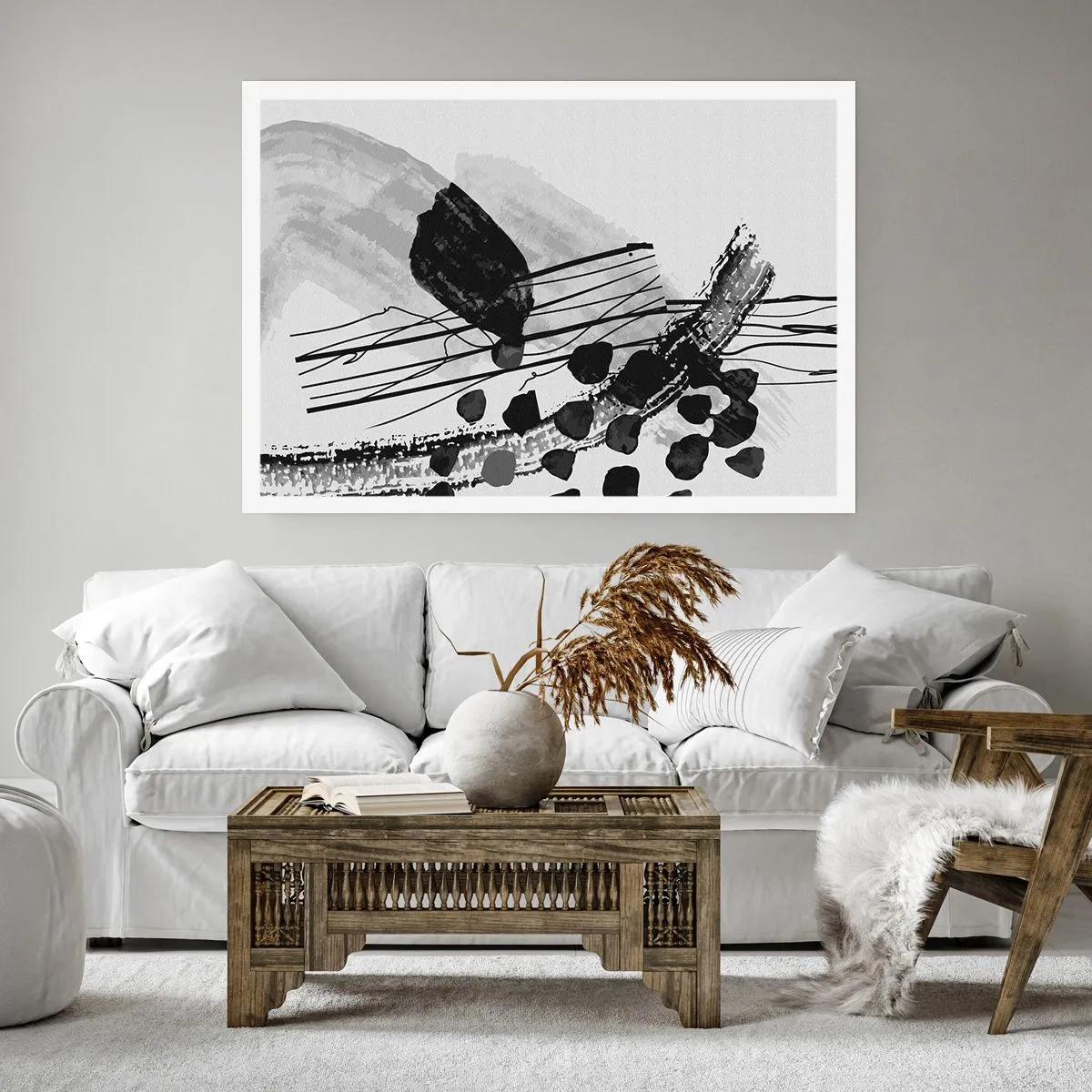 Affiche - Poster - Abstraction organique noir et blanc - 40x30 cm