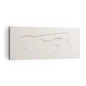 Impression sur toile - Image sur toile - Un dessin au trait subtil d'une silhouette sur un fond clair - 120x50cm - La forme du désir - Décoration murale moderne pour le salon et la chambre ARTTOR