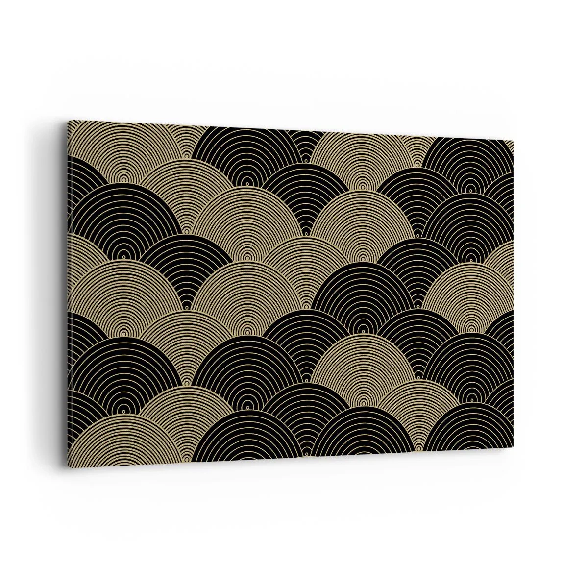 Impression sur toile - Image sur toile - Motif Art Déco avec demi-cercles et lignes dorées - 120x80cm - Unité dans la multiplicité - Décoration murale moderne pour le salon et la chambre ARTTOR