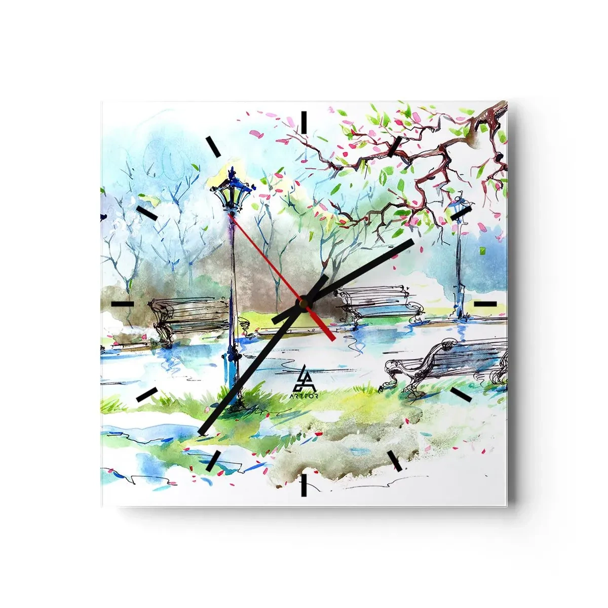 Horloge murale - Pendule murale - Le charme du silence d'un parc - 40x40 cm