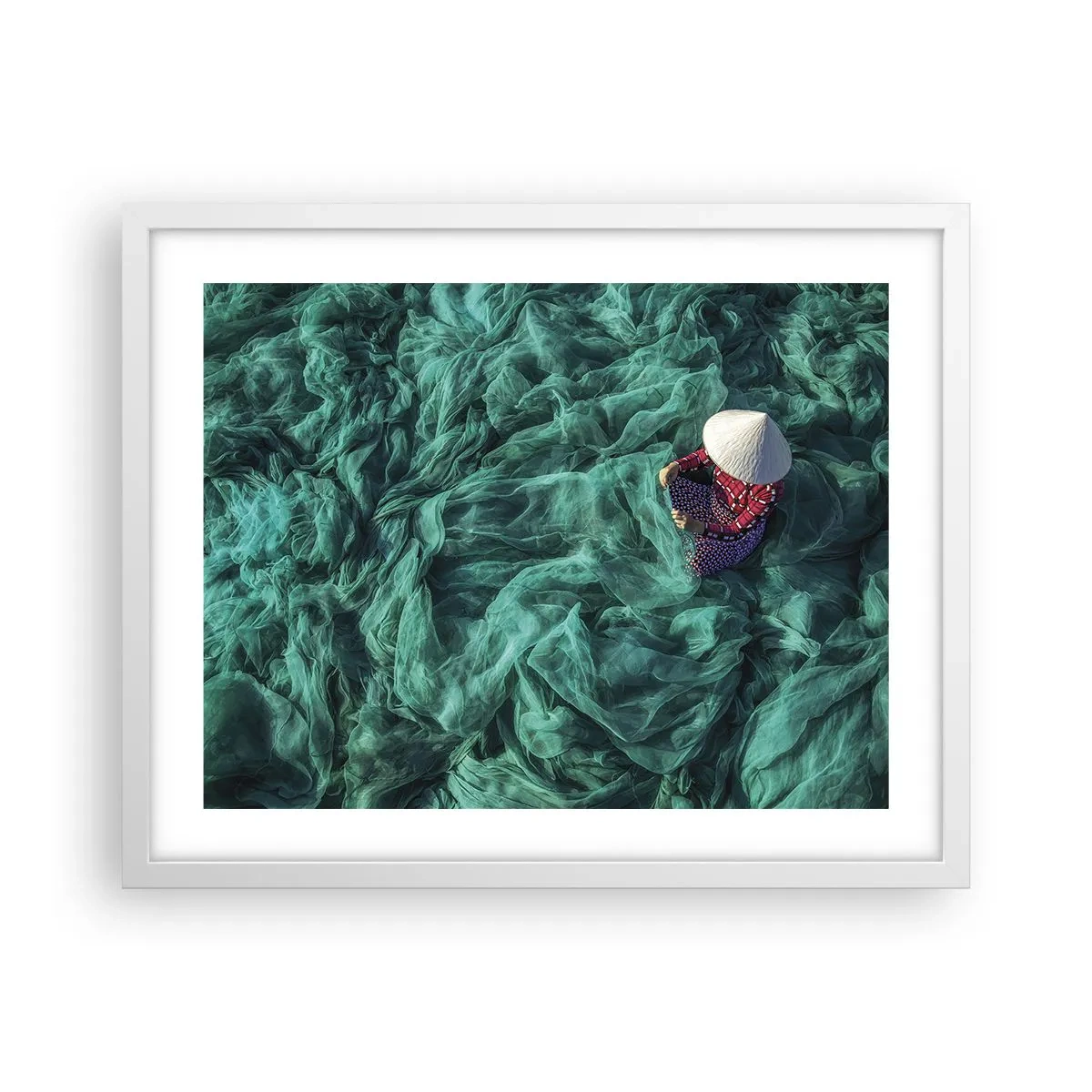 Affiche dans un cadre blanc - Poster - Dans une mer de filet - 50x40 cm