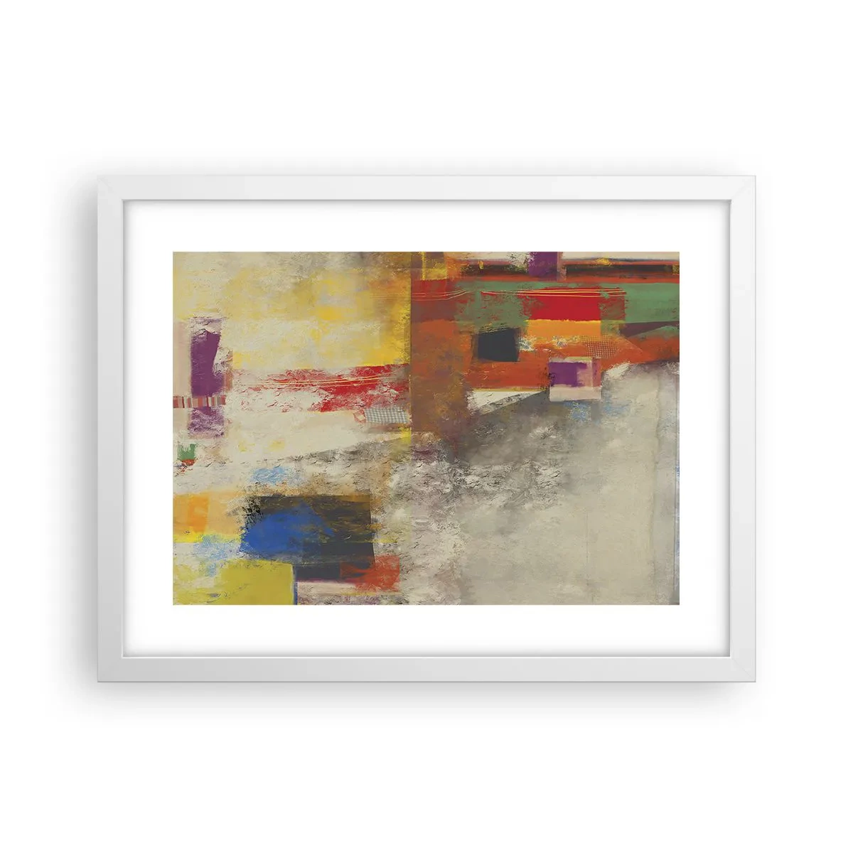 Affiche dans un cadre blanc - Poster - Géométrie des couleurs - 40x30 cm