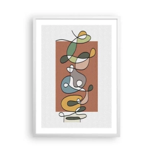 Affiche dans un cadre blanc - Poster - Abstraction : danse colorée - 50x70 cm