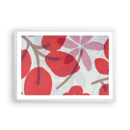 Affiche dans un cadre blanc - Poster - Composition florale dans les roses - 70x50 cm