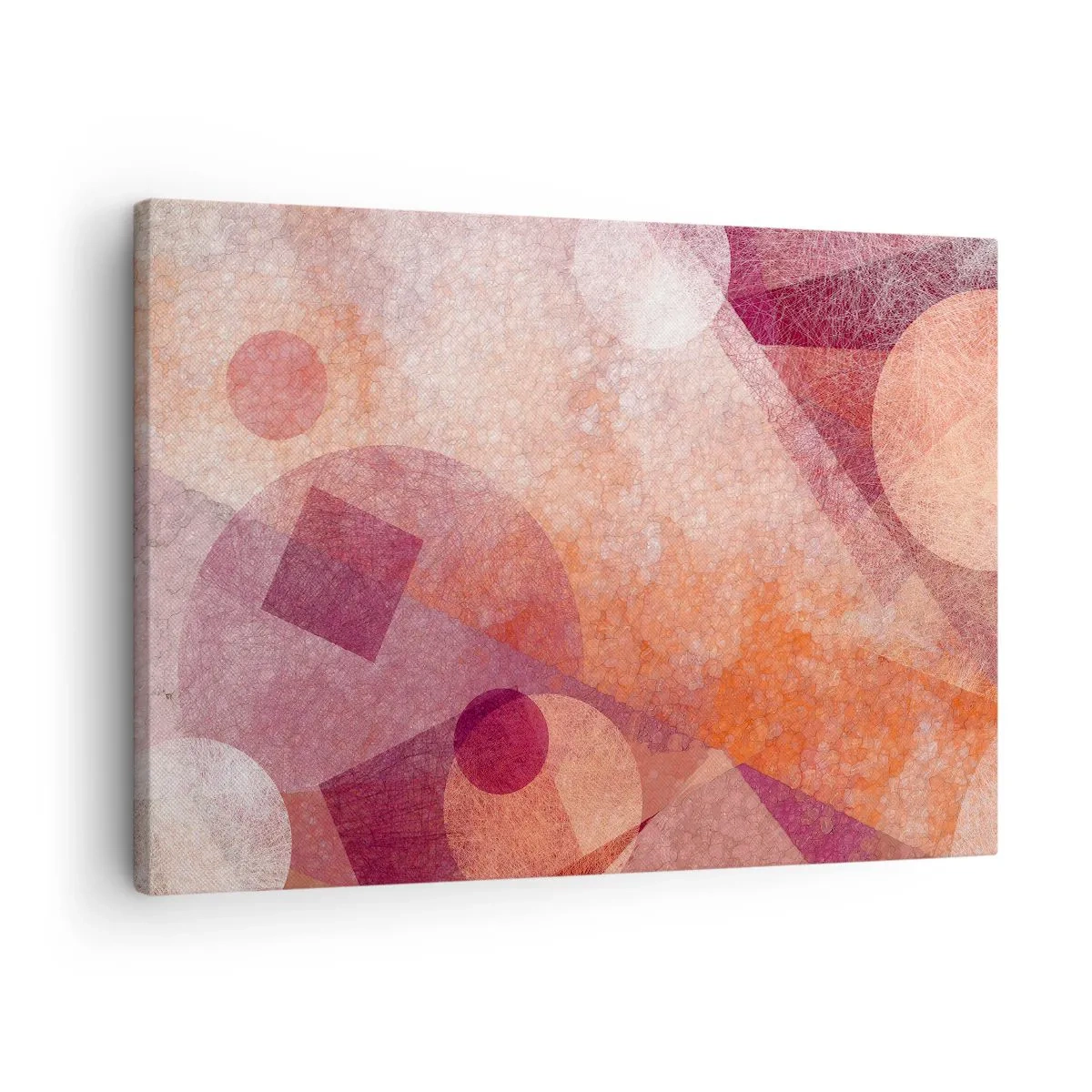 Impression sur toile - Image sur toile - Formes géométriques abstraites dans des tons pastel de rose - 70x50cm - Transformations géométriques en rose - Décoration murale moderne pour le salon et la chambre ARTTOR