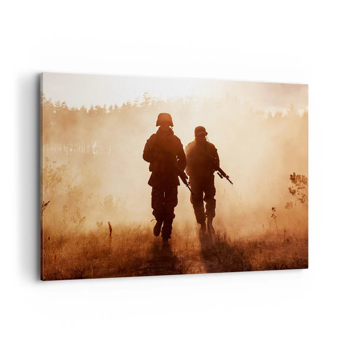 Impression sur toile - Image sur toile - Des soldats marchant dans le brouillard matinal sur fond de nature - 100x70cm - Call of Duty - Décoration murale moderne pour le salon et la chambre ARTTOR
