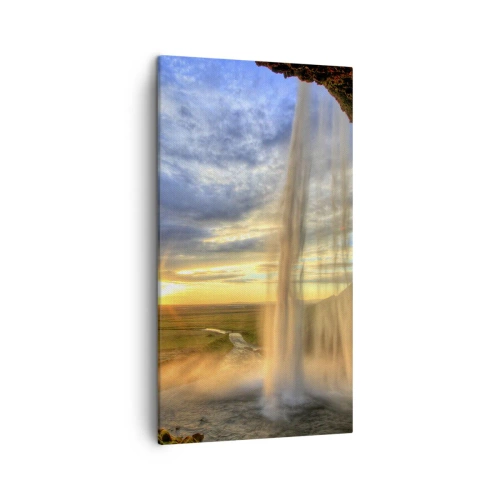 Impression sur toile - Image sur toile - Le monde derrière un voile de gouttes - 45x80 cm