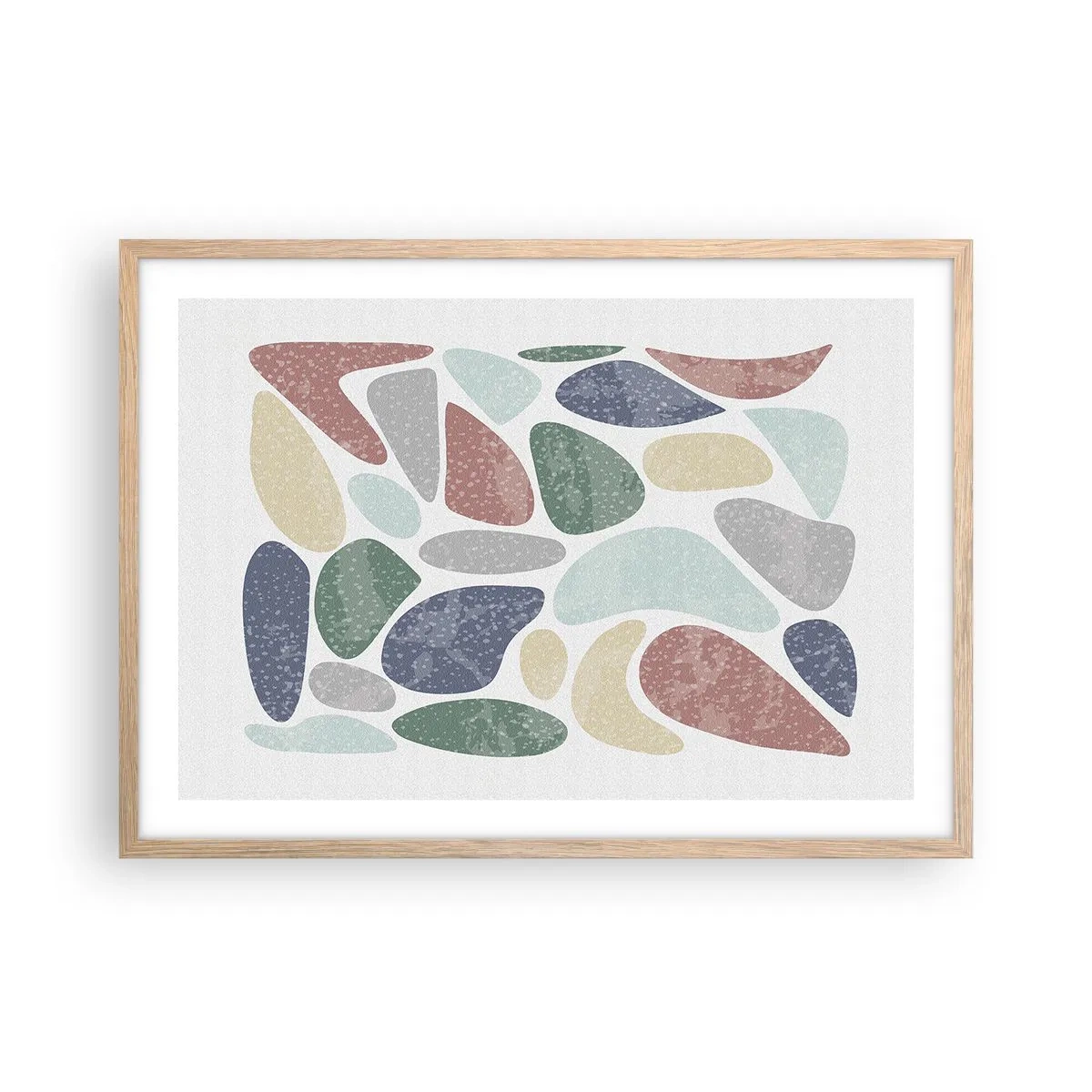 Affiche dans un chêne clair - Poster - Une mosaïque de couleurs poudrées - 70x50 cm