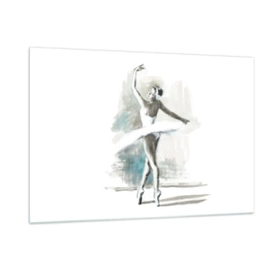 Impression sur verre - Image sur verre - Une ballerine dans une pose de danse classique - 120x80cm - Enchantement du cygne - Décoration murale moderne pour le salon et la chambre ARTTOR