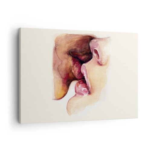 Impression sur toile - Image sur toile - Une aquarelle représentant un gros plan d'un visage - 70x50cm - Comme le jour et la nuit, la terre et le ciel - Décoration murale moderne pour le salon et la chambre ARTTOR