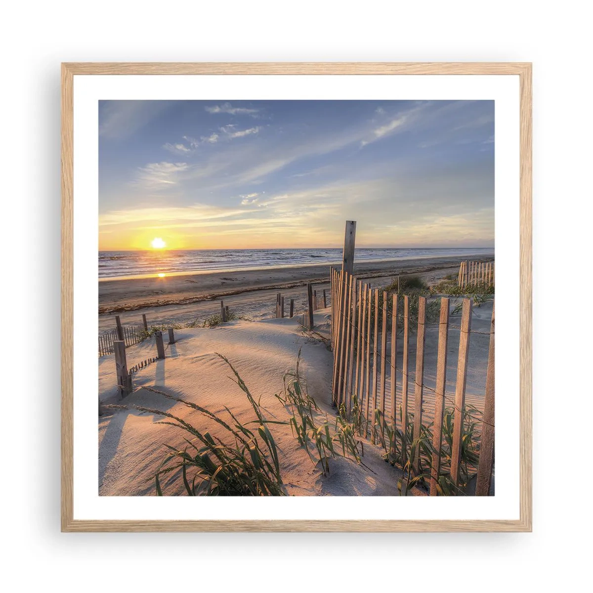 Affiche dans un chêne clair - Poster - Ombre et brillance du vent - 60x60 cm