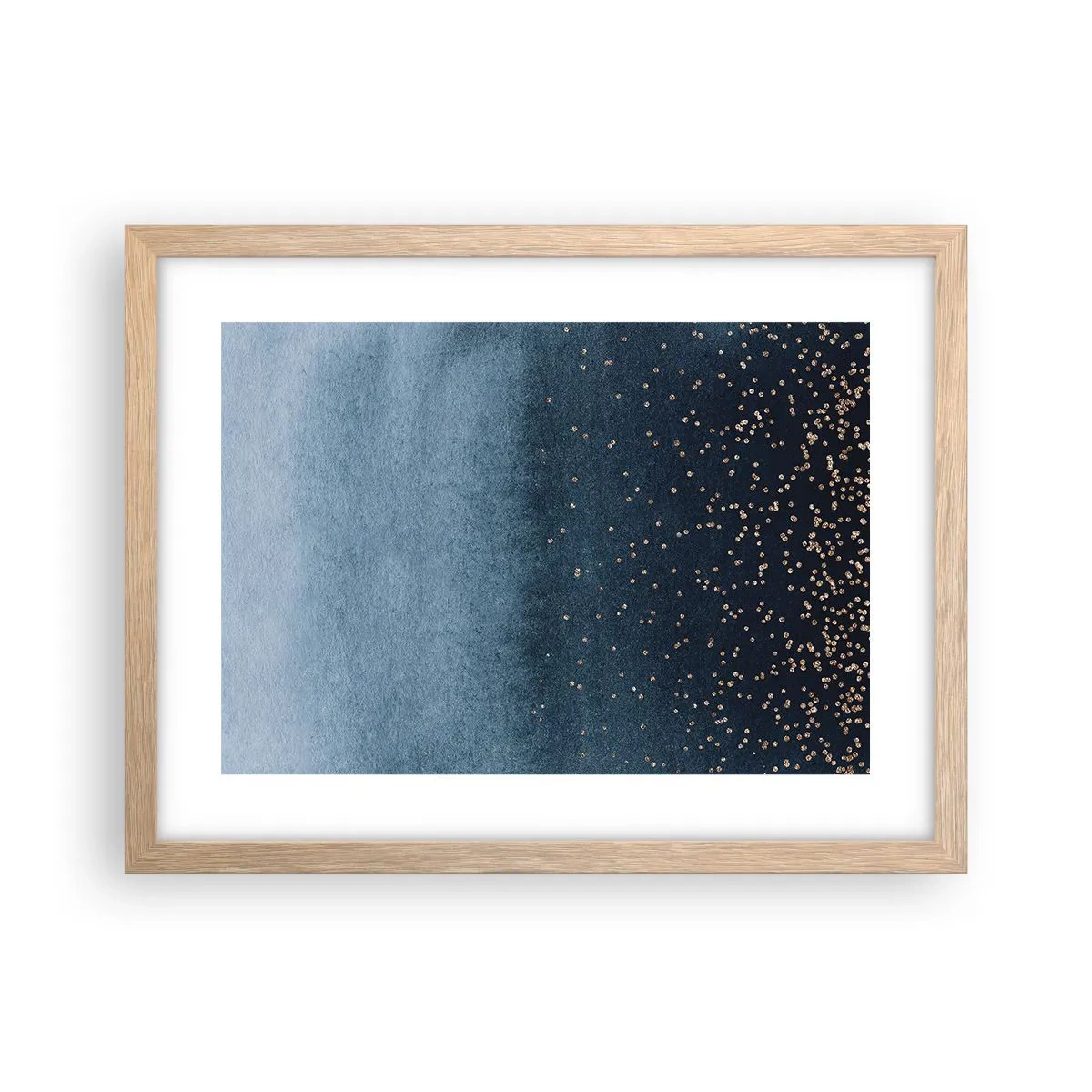 Affiche dans un chêne clair - Poster - Composition - phases bleues - 40x30 cm