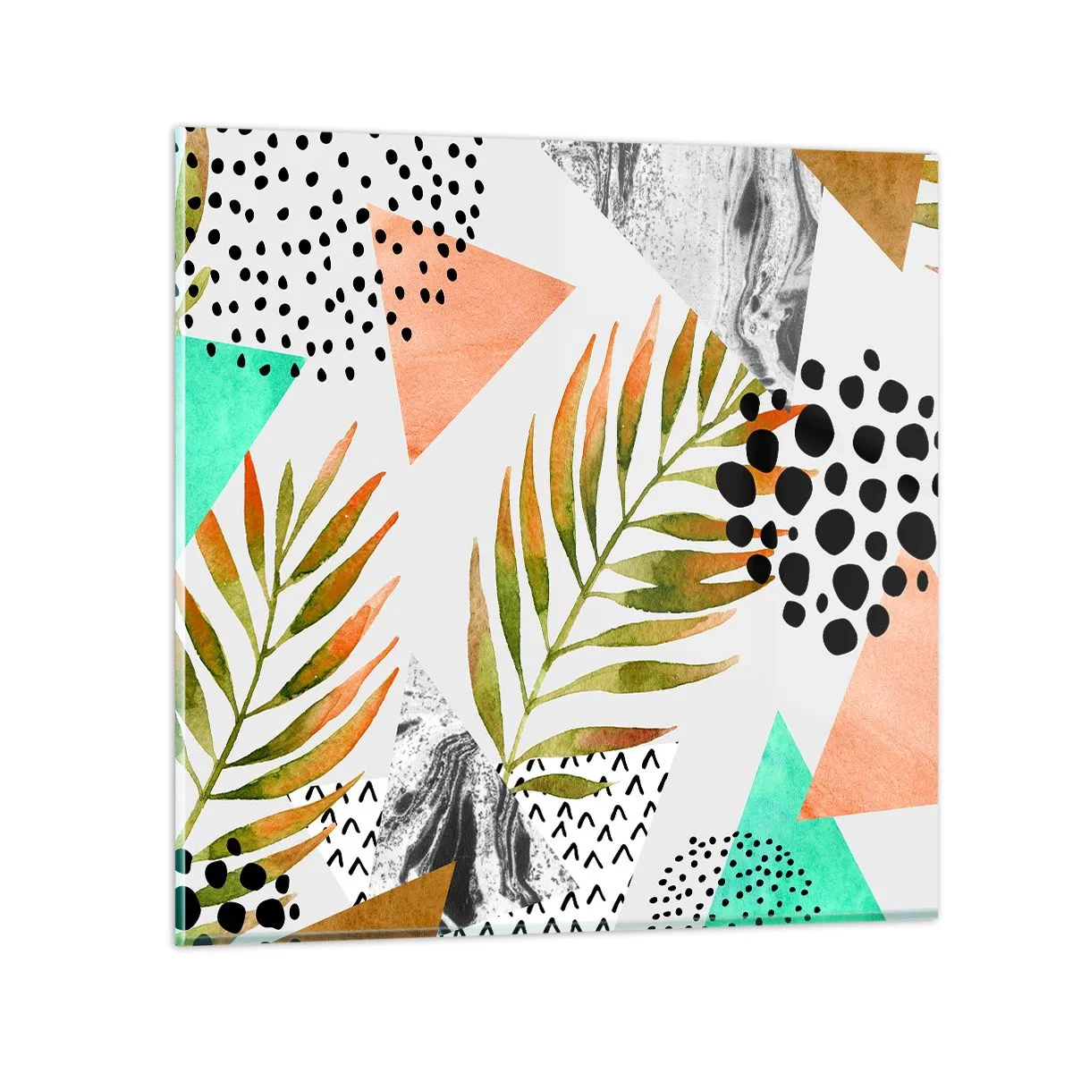 Impression sur verre - Image sur verre - Décoration avec feuille de palmier - 70x70 cm