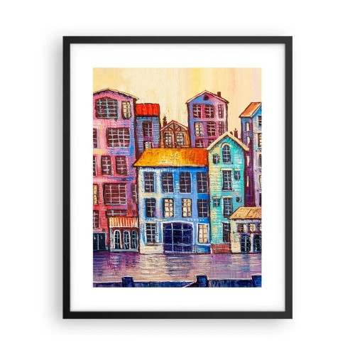 Affiche dans un cadre noir - Poster - Une ville comme dans un conte de fées - 40x50 cm