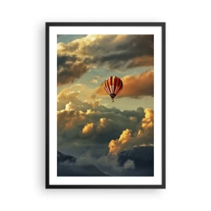 Affiche dans un cadre noir - Poster - Un ballon parmi les nuages au coucher du soleil - 50x70cm - Je vole parce que je veux - Décoration murale moderne pour le salon et la chambre ARTTOR
