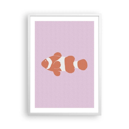 Affiche dans un cadre blanc - Poster - En corail sur le visage et la queue - 50x70 cm