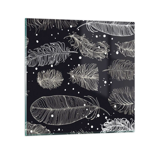 Impression sur verre - Image sur verre - Toile de plumes - 70x70 cm
