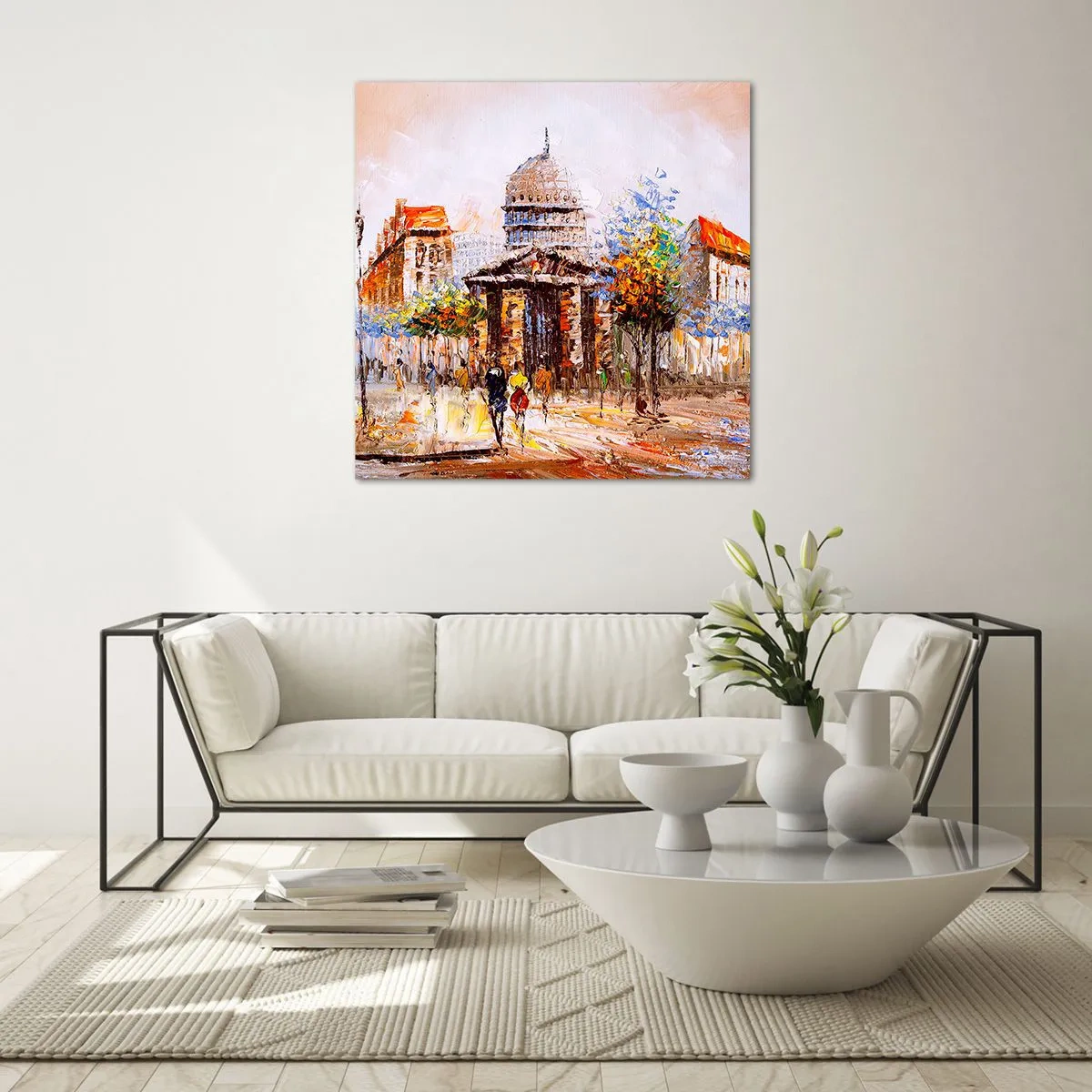 Impression sur verre - Image sur verre - Promenade à Paris - 70x70 cm