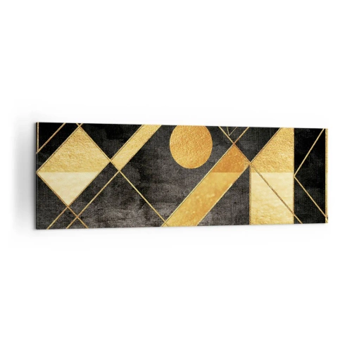 Impression sur toile - Image sur toile - Formes géométriques dans les tons or et noir - 160x50cm - Soleil du désert - Décoration murale moderne pour le salon et la chambre ARTTOR