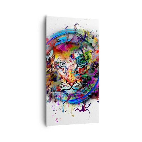 Impression sur toile - Image sur toile - Il se cache derrière un voile arc-en-ciel - 65x120 cm