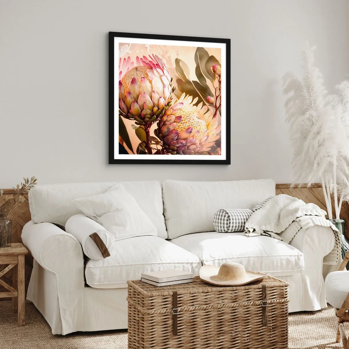 Affiche dans un cadre noir - Poster - Tendrement embrassé - 40x40 cm