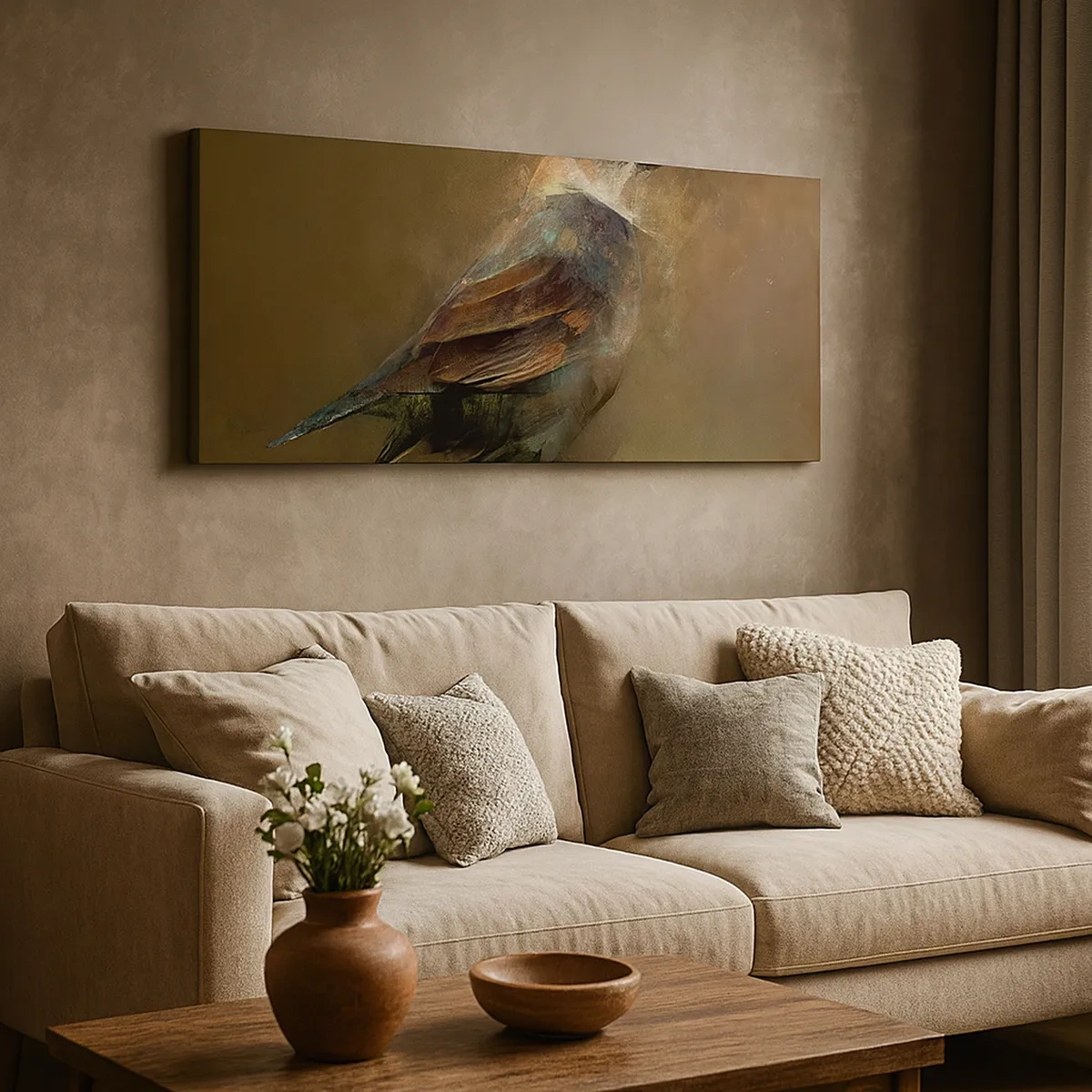 Impression sur toile - Image sur toile - Un moineau, un petit oiseau - 30x30 cm