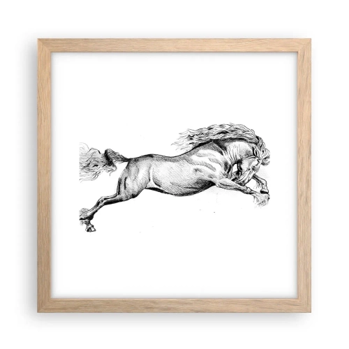 Affiche dans un chêne clair - Poster - Immortalisé au galop - 30x30 cm