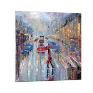 Impression sur verre - Image sur verre - Après-midi pluvieux en ville - 60x60 cm