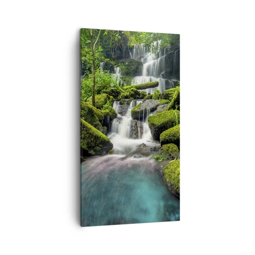 Impression sur toile - Image sur toile - Turquoise, saphirs et argent liquide - 45x80 cm