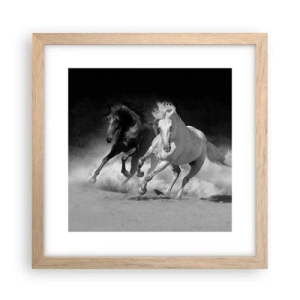 Affiche dans un chêne clair - Poster - Galop de la liberté - 30x30 cm