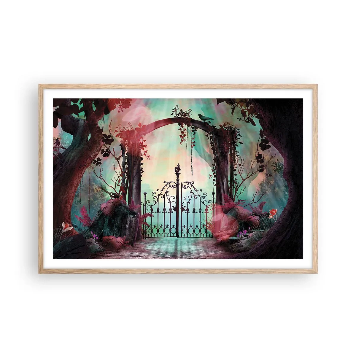 Affiche dans un chêne clair - Poster - Jardin secret - 91x61 cm