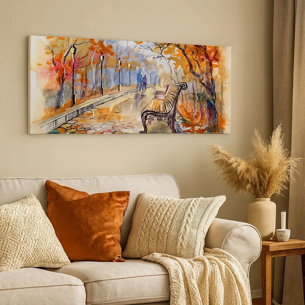 Impression sur toile - Image sur toile - Errer ensemble à l'automne - 100x40 cm