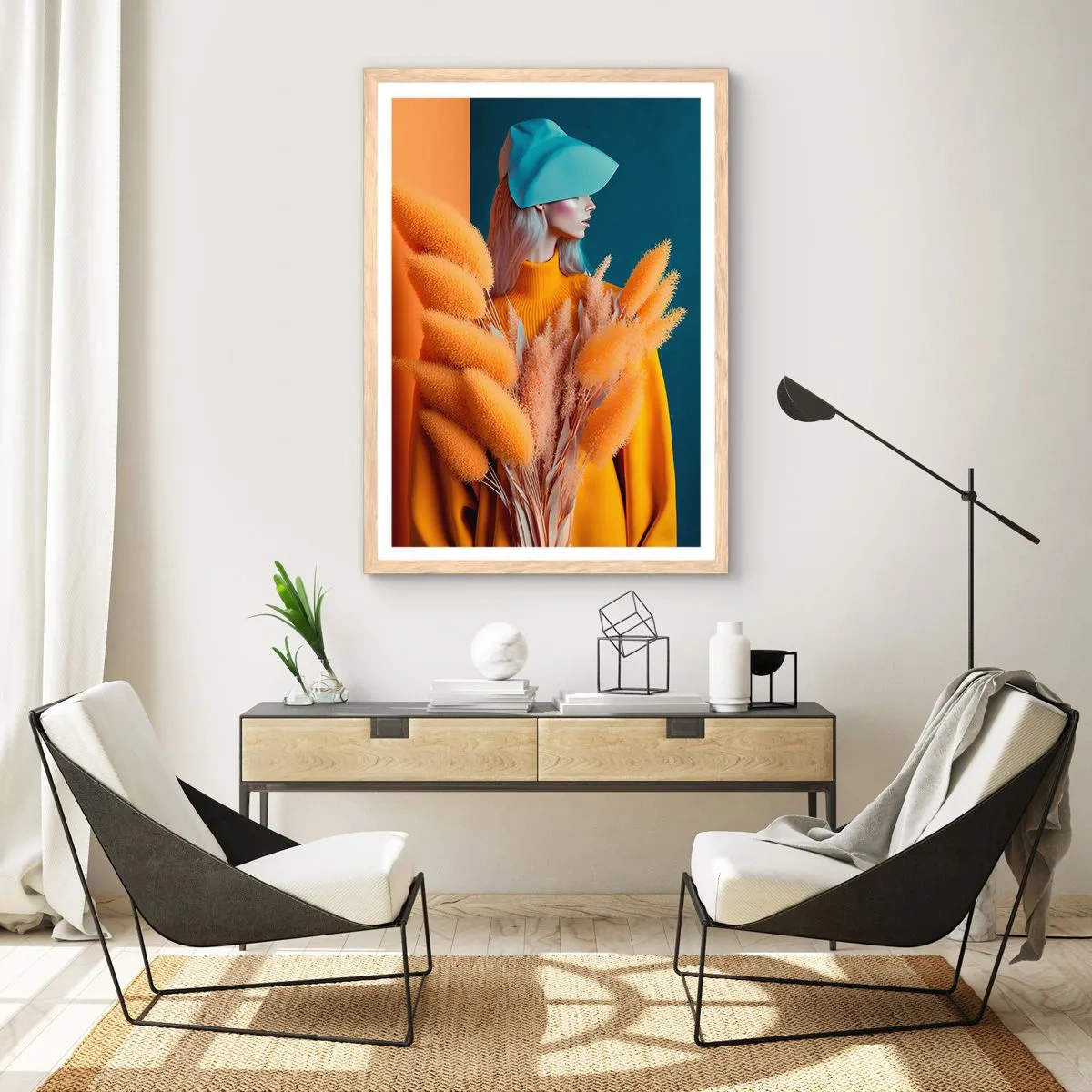 Affiche dans un chêne clair - Poster - Portrait moelleux - 40x50 cm