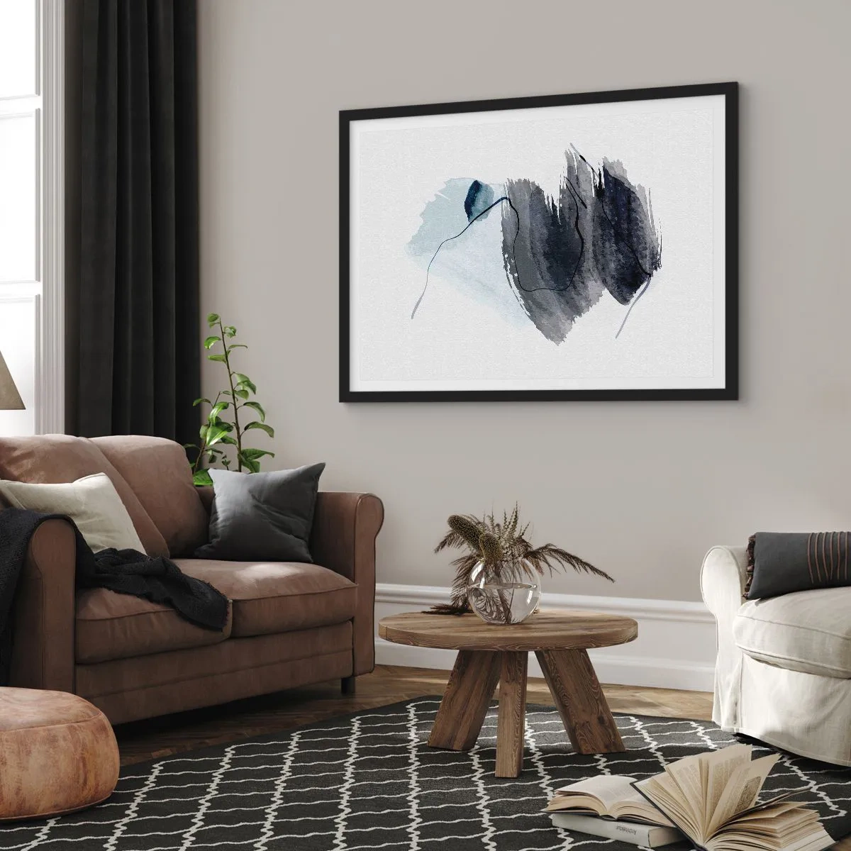 Affiche dans un cadre noir - Poster - Intensité et mouvement - 91x61 cm