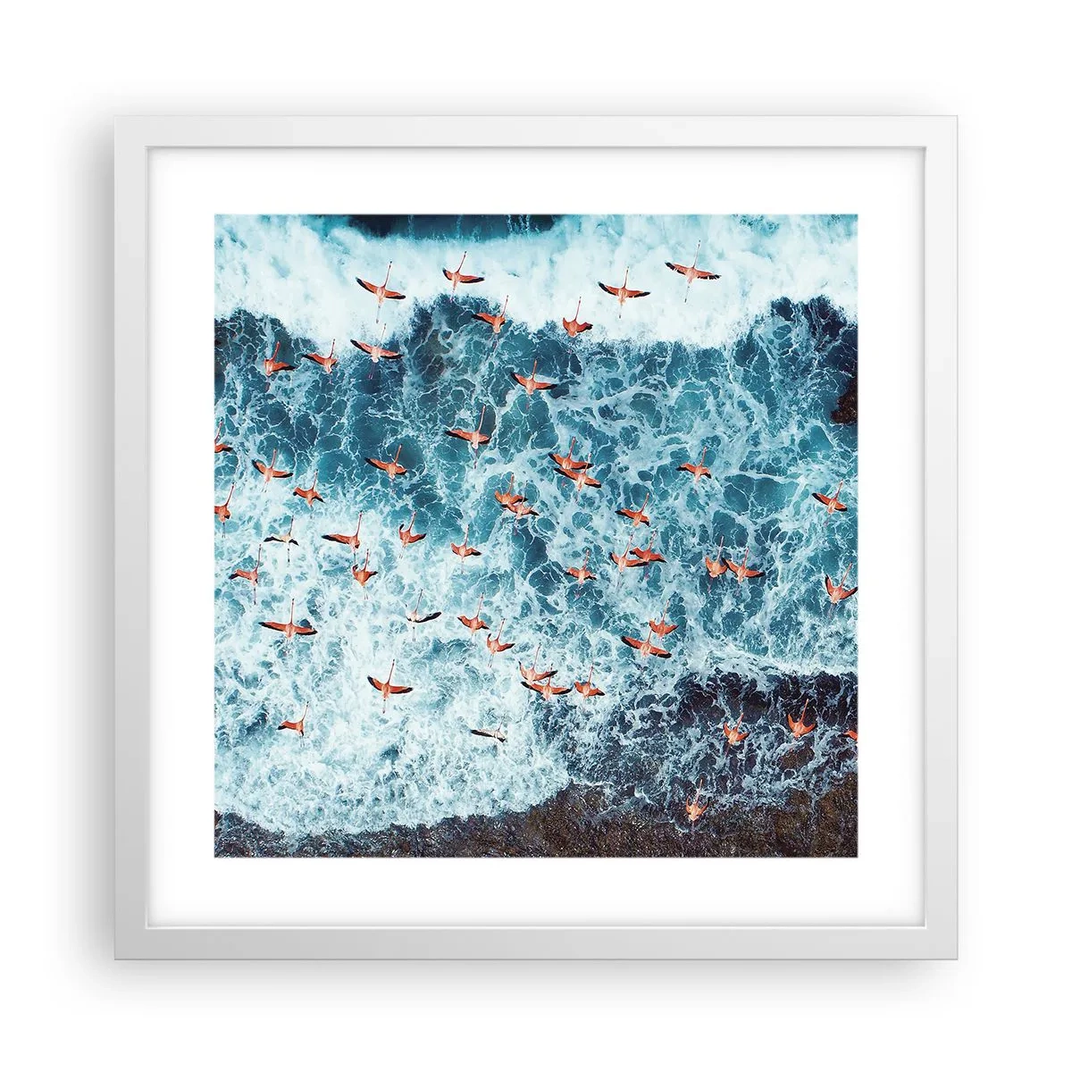 Affiche dans un cadre blanc - Poster - Défilé du bord de mer - 40x40 cm