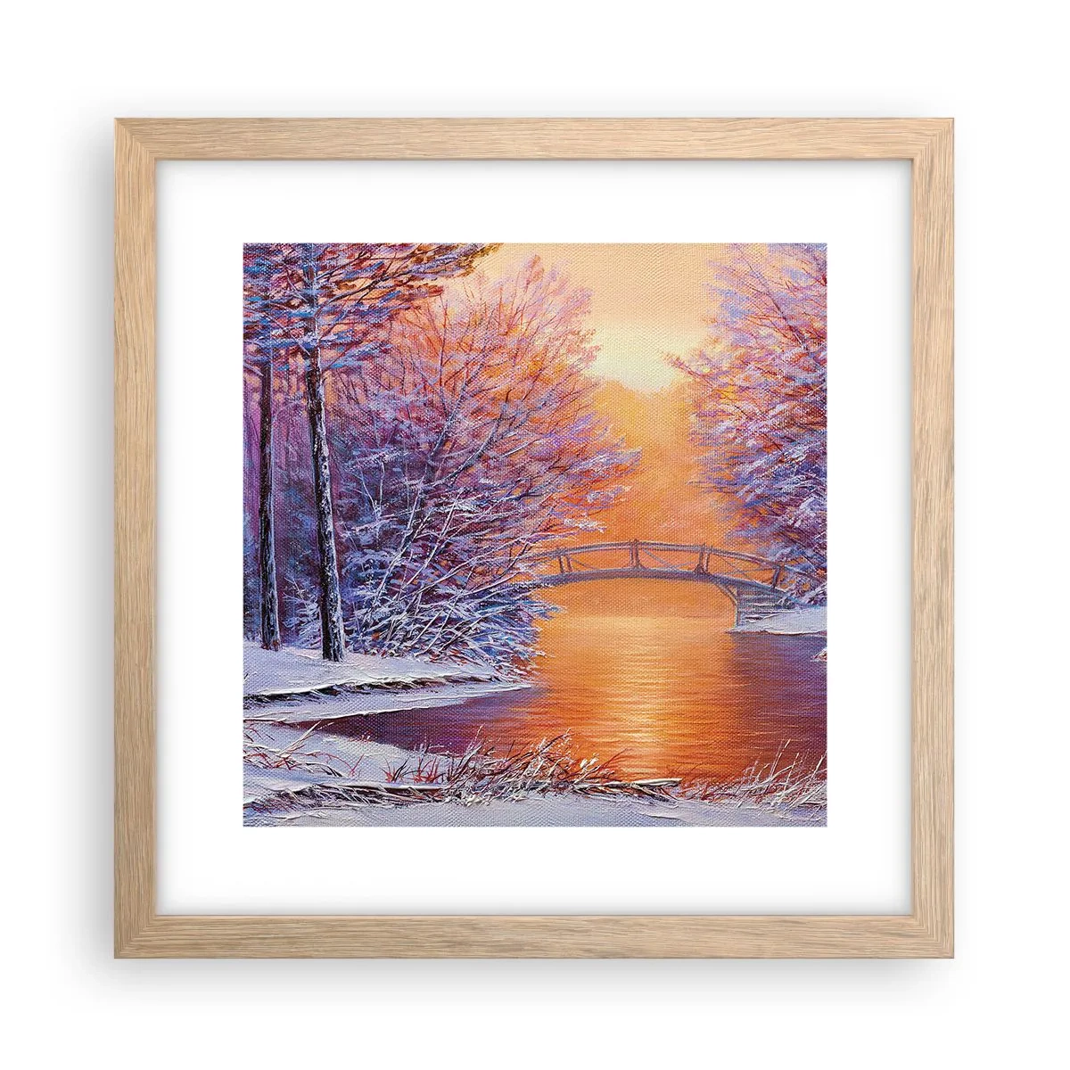 Affiche dans un chêne clair - Poster - On se rencontre ici - 30x30 cm