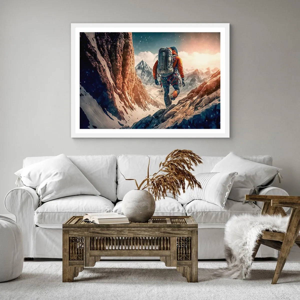 Affiche dans un cadre blanc - Poster - Guerrier solitaire - 40x40 cm