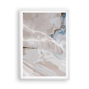Affiche dans un cadre blanc - Poster - Le bleu serpente sous le blanc - 70x100 cm