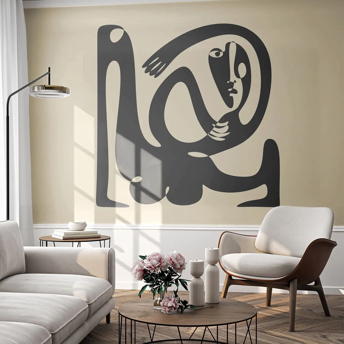 Papier Peint Autocollant Deluxe Sticker - Presque du Picasso - Abstraction, Morceau, Graphique - 250x175 cm