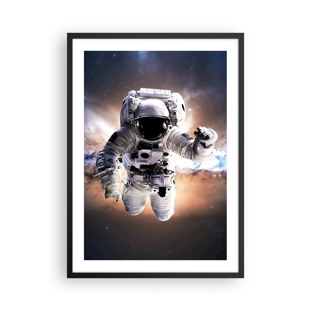 Affiche dans un cadre noir - Poster - Astronaute dans l'espace - 50x70cm - Salutations de l'espace - Décoration murale moderne pour le salon et la chambre ARTTOR
