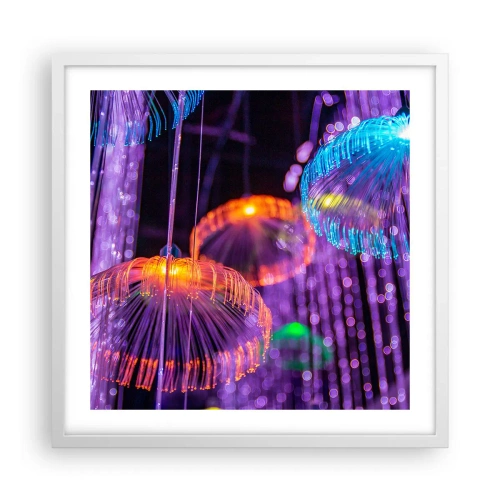 Affiche dans un cadre blanc - Poster - Fontaine lumineuse - 50x50 cm