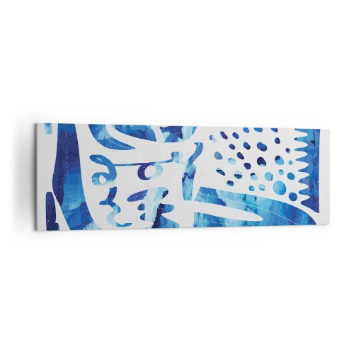Impression sur toile - Image sur toile - Motif abstrait dans les tons de bleu - 160x50cm - Retour aux racines - Décoration murale moderne pour le salon et la chambre ARTTOR