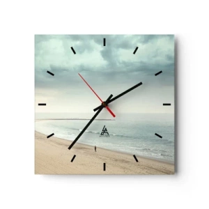 Horloge murale - Pendule murale - Une silhouette solitaire sur une plage déserte au bord d'une mer calme - 30x30cm - à la recherche de la paix - Décoration murale moderne pour le salon et la chambre ARTTOR