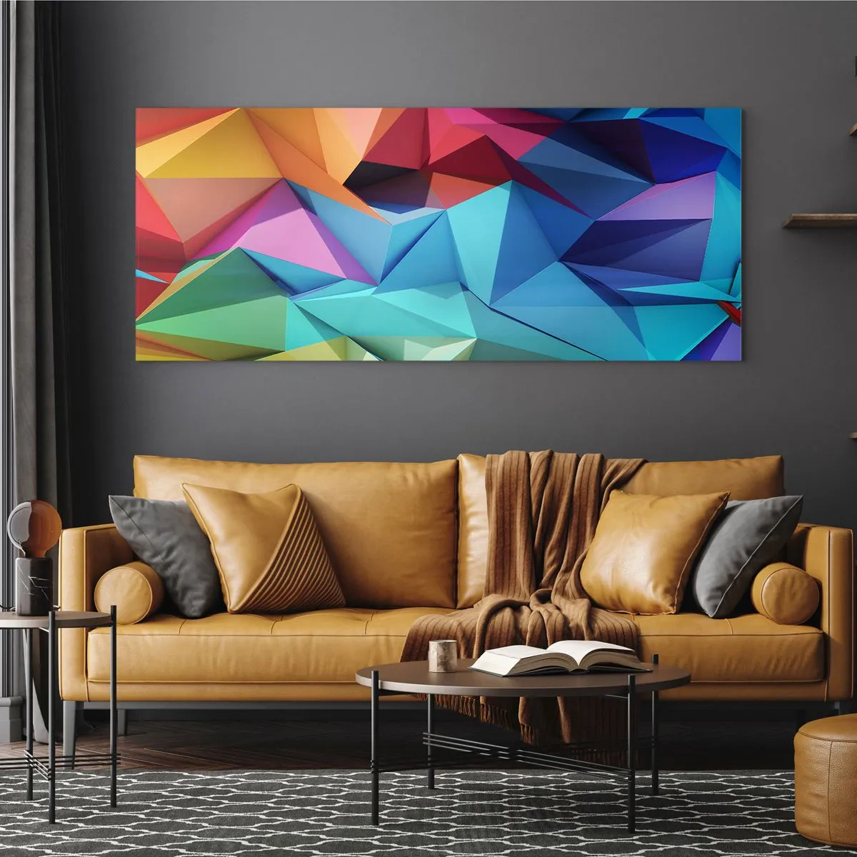Impression sur verre - Image sur verre - Origami arc-en-ciel - 100x40 cm