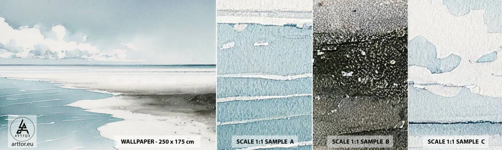 Échantillon De Papier Peint Standard Eco - Marée douce - Côte, Plage, Calme - 100x30 cm
