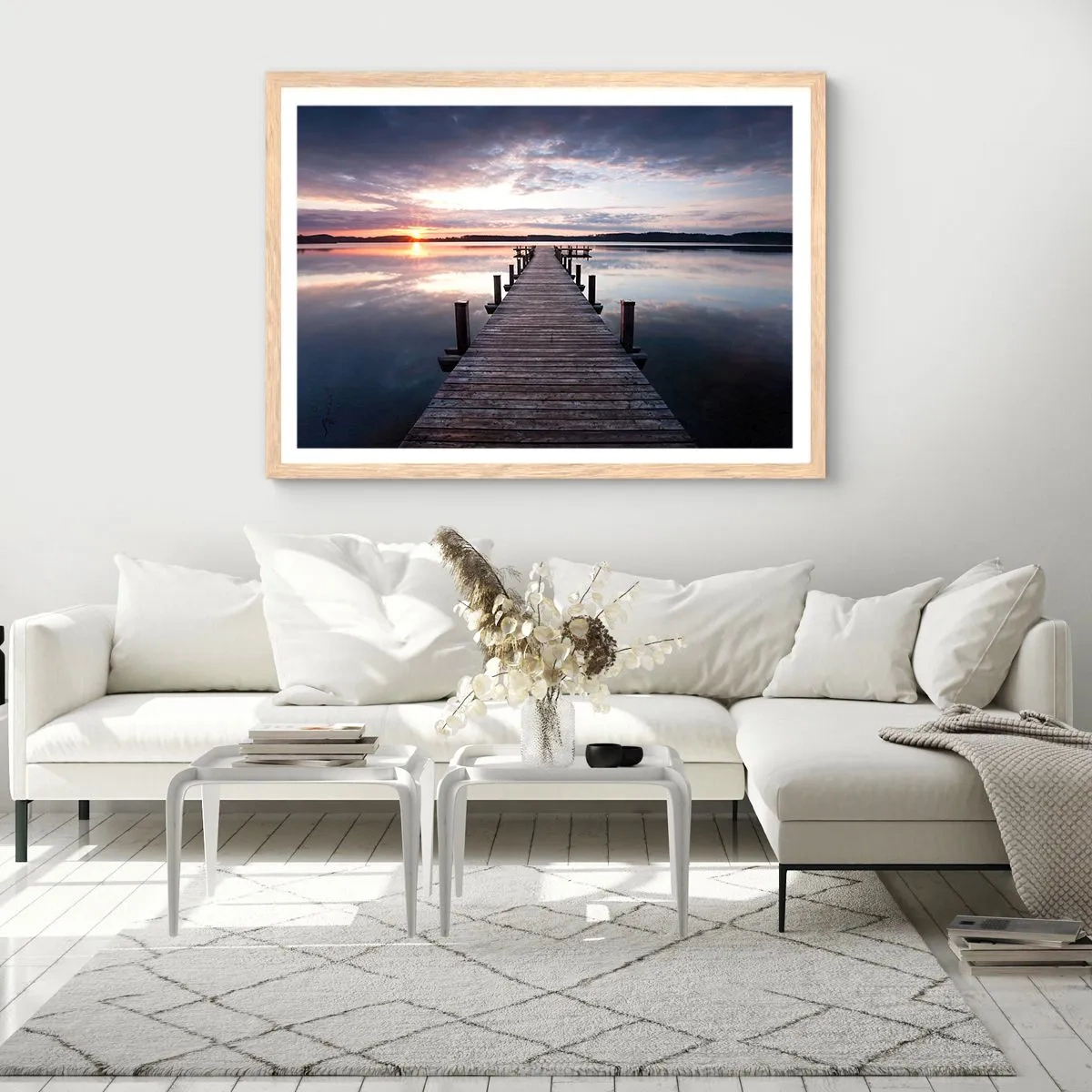 Affiche dans un chêne clair - Poster - Une frontière tranquille entre le jour et la nuit - 70x50 cm