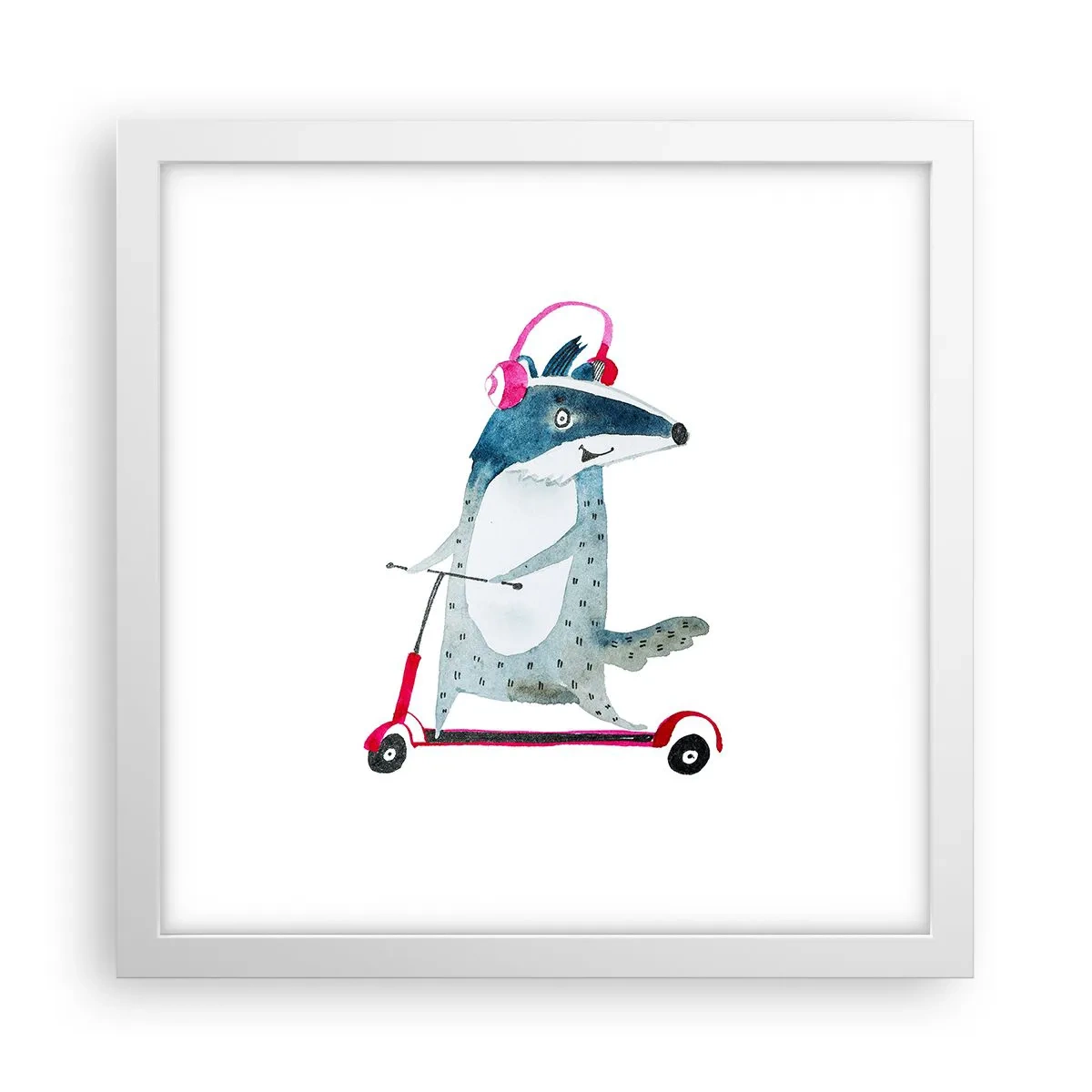 Affiche dans un cadre blanc - Poster - La joie du blaireau - 30x30 cm