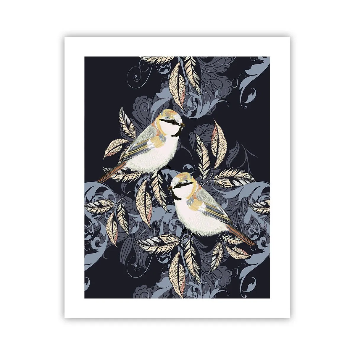 Affiche - Poster - Babillement jaune et bleu - 40x50 cm