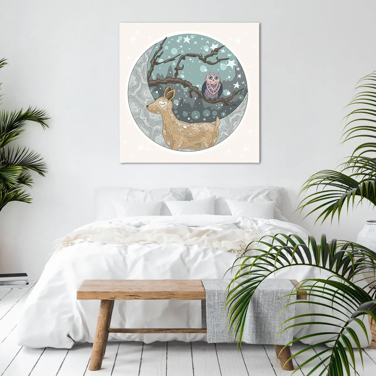 Impression sur toile - Image sur toile - Une nuit de conte de fées en forêt  - 40x40 cm